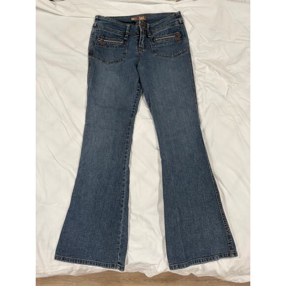 Y2K Vintage l.e.i. Flare Leg Low Rise Zipper Jeans Juniors Size 7 - Picture 2 of 7